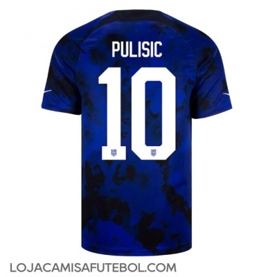 Camisa de Futebol Estados Unidos Christian Pulisic #10 Equipamento Secundário Mundo 2022 Manga Curta